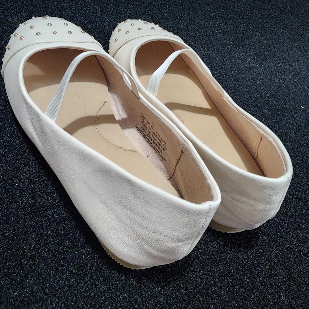 Cat Jack Girls White Studded Ballet Flats Shoes Kids Size 12 - Picture 7 of 9